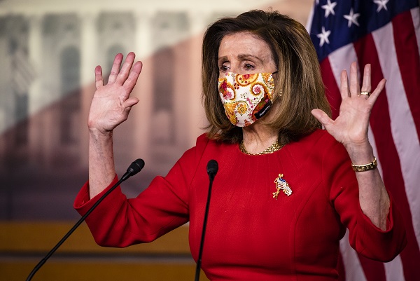 Speaker of the House Nancy Pelosi (D-Calif.) speaks during her weekly press conference at the Capitol on Feb. 11, 2021. (Samuel Corum/Getty Images)