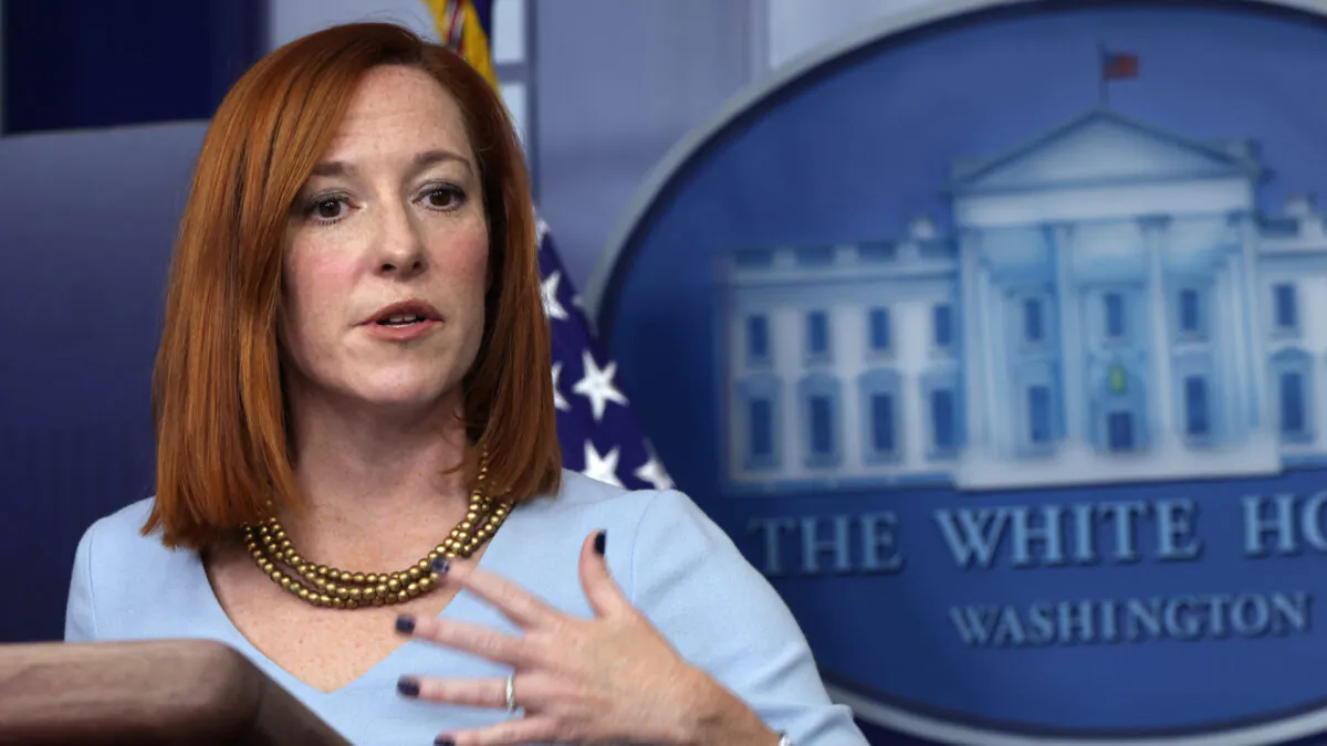 White House Press Secretary Jen Psaki speaks during a news briefing at the James Brady Press Briefing Room of the White House in Washington on Feb. 10, 2021. (Alex Wong/Getty Images)