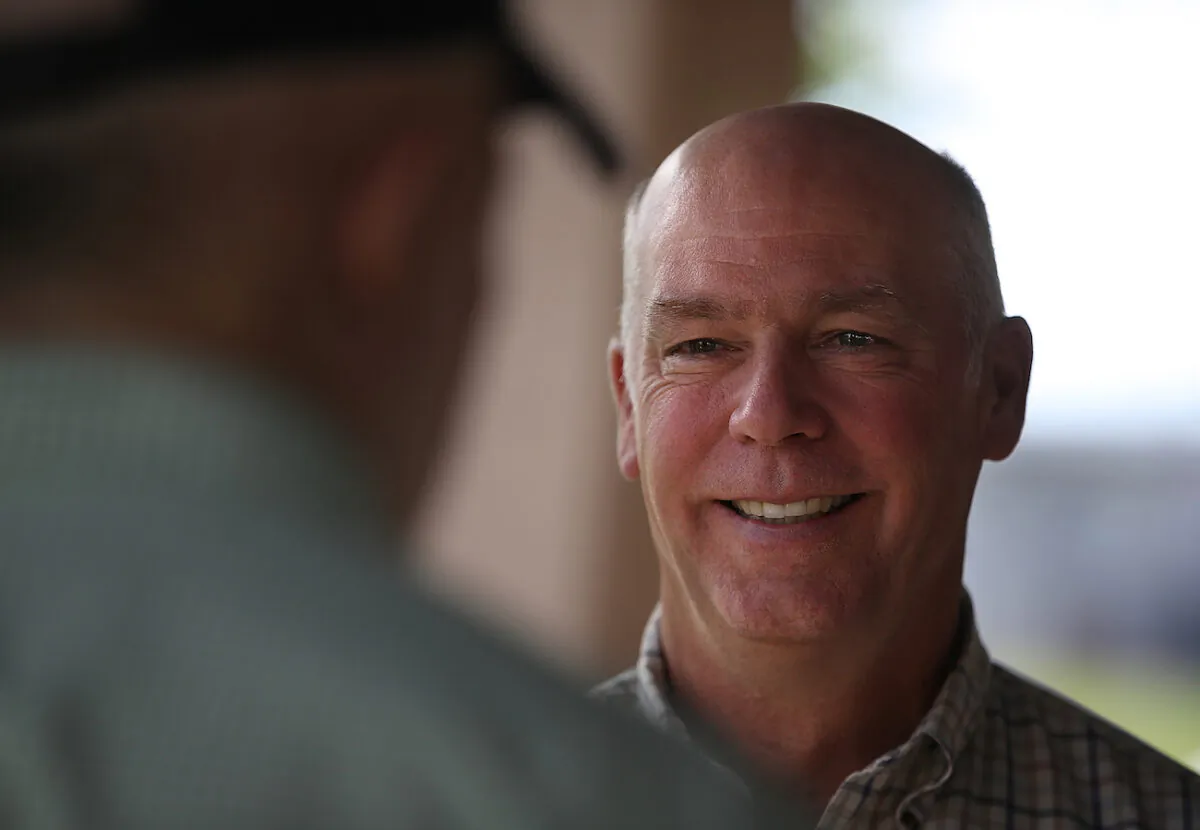 Then-congressional candidate Greg Gianforte at Lions Park in Great Falls, Mont., on May 23, 2017. (Justin Sullivan/Getty Images)