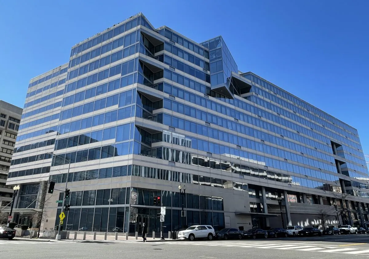 The International Monetary Fund (IMF) building in Washington, on Jan. 28, 2021. (Daniel Slim/AFP via Getty Images)