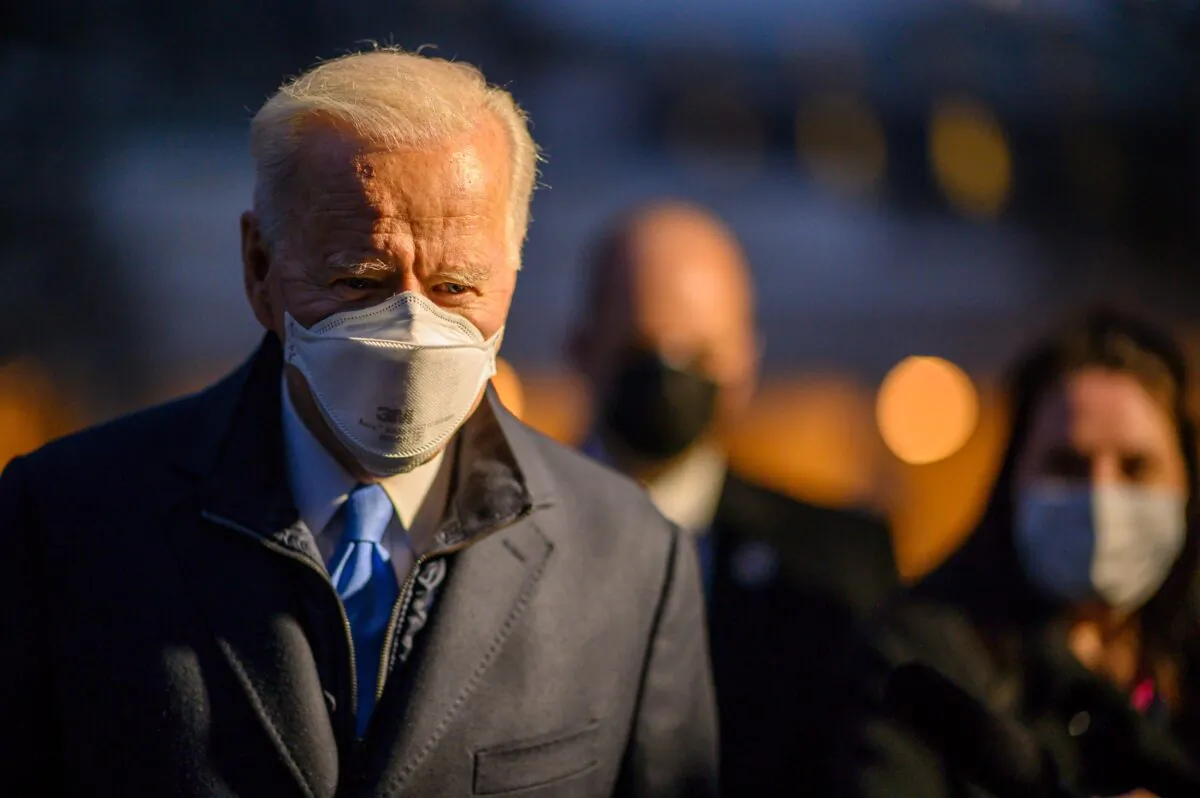 President Joe Biden leaves the White House to spend the weekend in Camp David, in Washington on Feb. 12, 2021. (Eric Baradat/AFP via Getty Images)