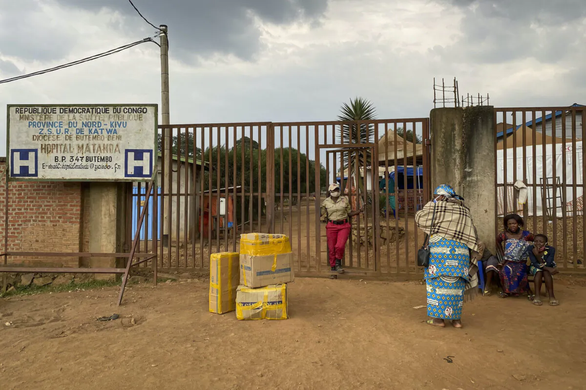 The gates of the Matanda Hospital in Butembo, where the first case of Ebola died, in the North Kivu province of Congo Thursday, Feb. 11, 2021. (Al-hadji Kudra Maliro/AP)