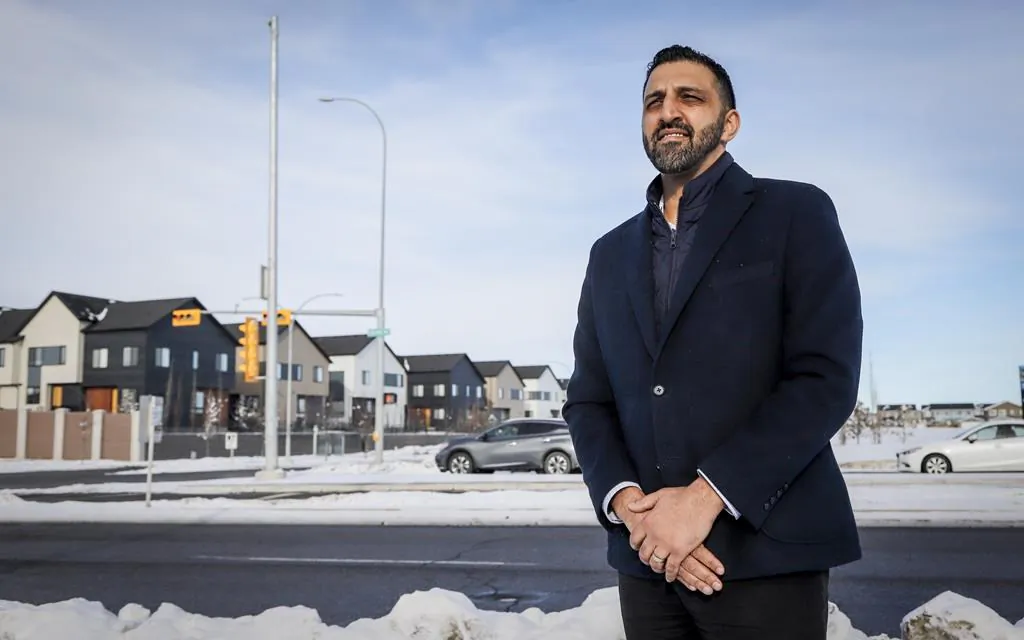 Calgary City councillor George Chahal in the Skyview Ranch community in Calgary, Alta., Jan. 30, 2021. (Jeff McIntosh/The Canadian Press)