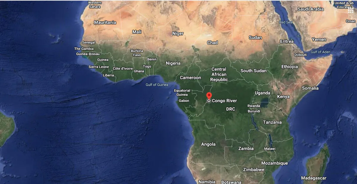 This image taken from Google Maps show Congo river, where the passenger barge crashed, in Republic of Congo. (Google Maps)