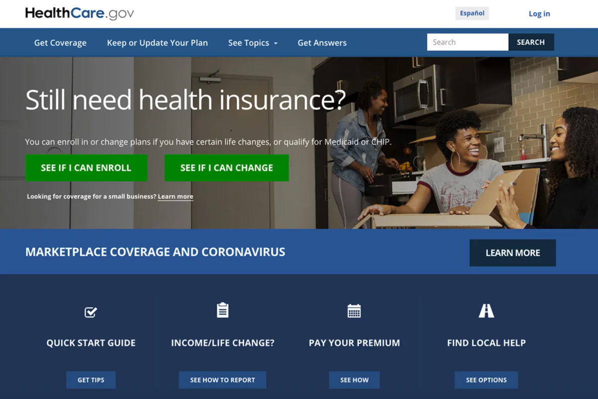 This screen grab from the website shows the main web page for the HealthCare.gov. HealthCare.gov’s market for subsidized health plans reopened on Feb. 15, 2021. (Centers for Medicare and Medicaid Services via AP)