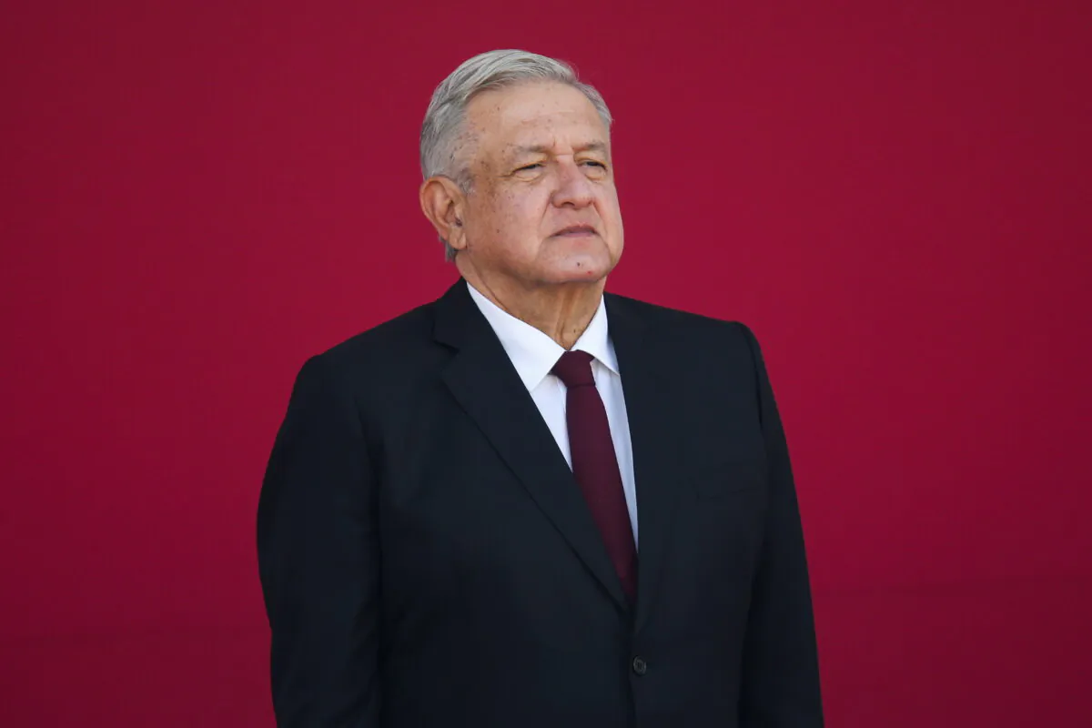 Mexican President Andres Manuel Lopez Obrador gestures during the 108th anniversary of the epic military feat known as "March of Loyalty," at the Chapultepec Castle in Mexico City, Mexico, on Feb. 9, 2021. (Edgard Garrido/File/Reuters)