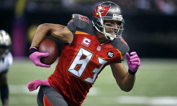 Tampa Bay Buccaneers wide receiver Vincent Jackson (83) in the second half of an NFL football game against the New Orleans Saints in New Orleans on Oct. 5, 2014. (Bill Haber/AP Photo)