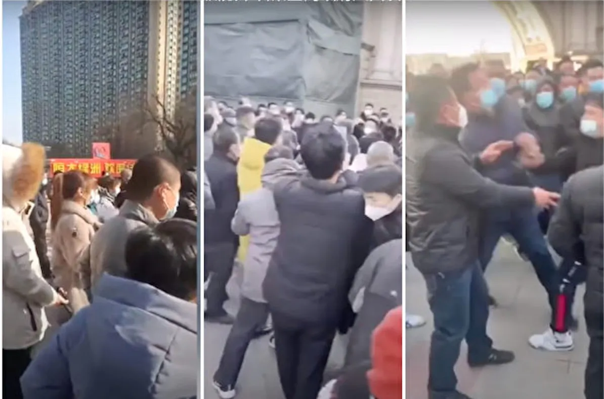 Thousands of residents clash with local officials in Gaocheng district of Shijiazhuang, Hebei Province, China, in  February 2021. (Provided to The Epoch Times)