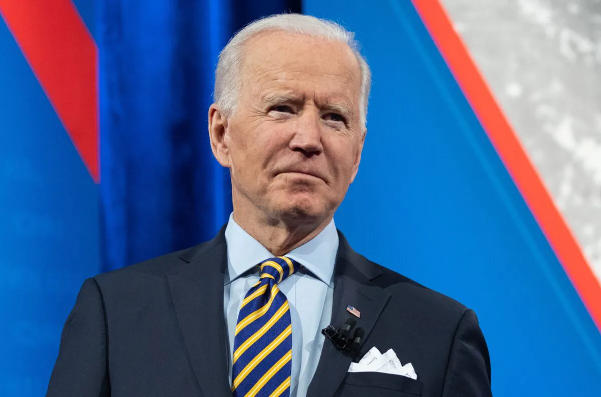 President Joe Biden participates in a CNN town hall at the Pabst Theater in Milwaukee, Wisconsin, on Feb. 16, 2021. (Saul Loeb/AFP via Getty Images)
