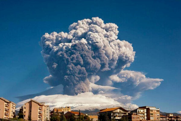 Smoke billows from Mount Etna, Europe’s most active volcano