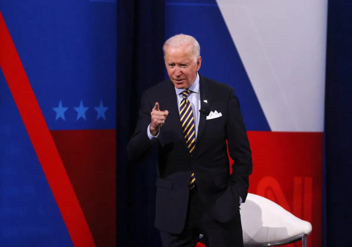 President Joe Biden participates in a town hall in Milwaukee, Wis., on Feb. 16, 2021. (Leah Millis/Reuters)