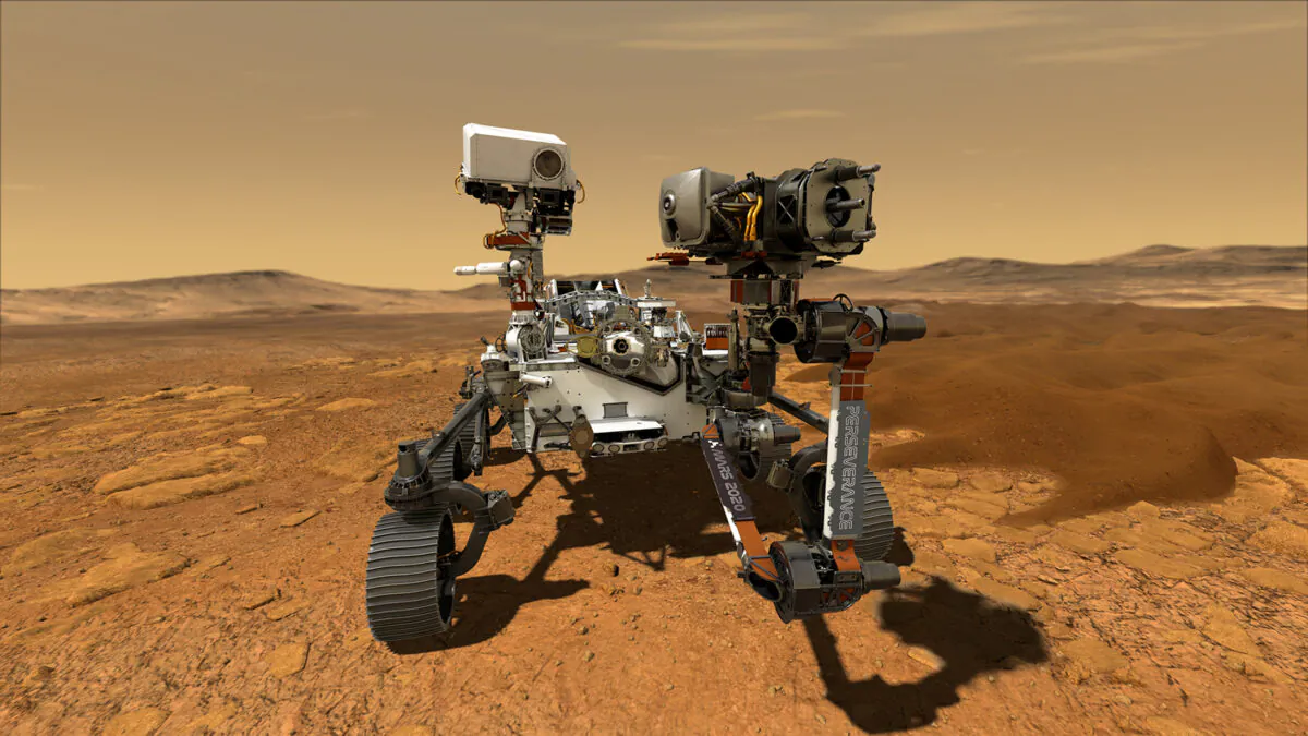 NASA's Perseverance Mars rover, the biggest, heaviest, most advanced vehicle sent to the Red Planet by the National Aeronautics and Space Administration (NASA), is seen on Mars in an undated illustration provided by Jet Propulsion Laboratory in Pasadena, California. (NASA/Jpl-Caltech/Handout via Reuters)