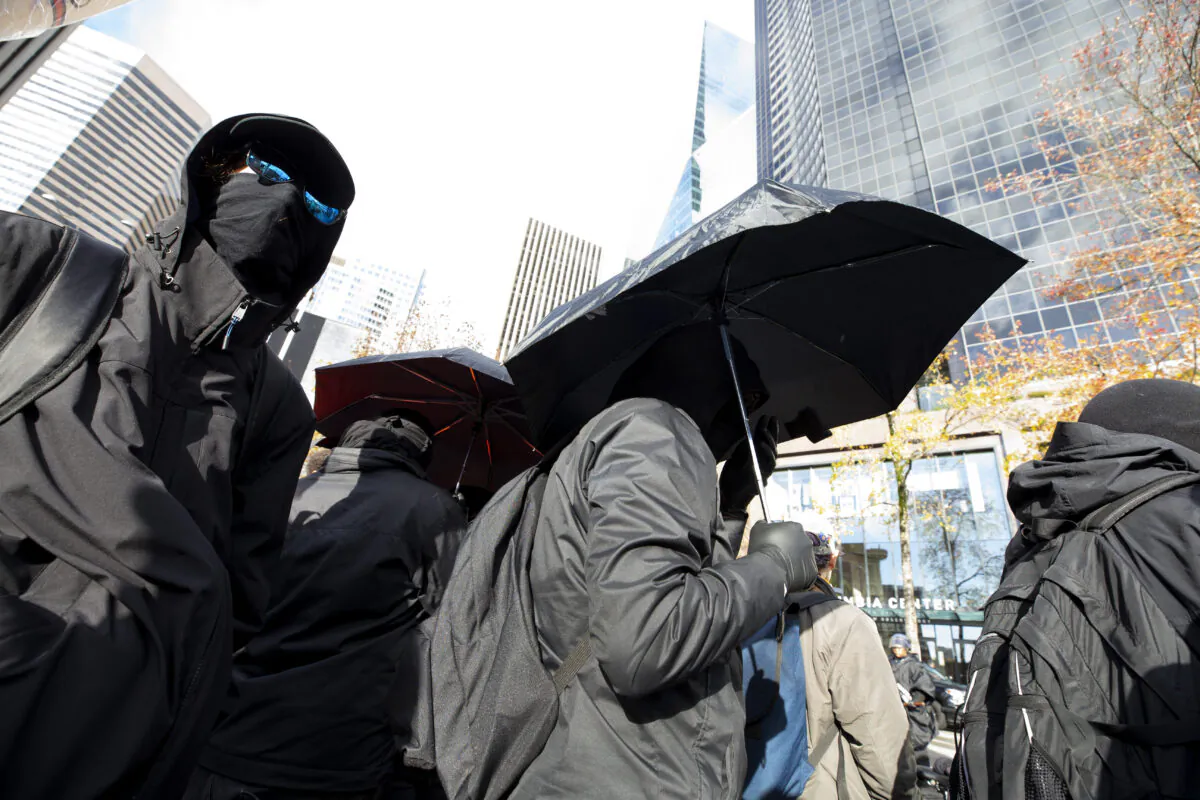 Antifa members in Seattle on Jan. 5, 2020. (Karen Ducey/Getty Images)