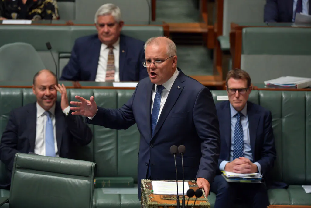 Prime Minister Scott Morrison in the House of Representatives on February 18, 2021 in Canberra, Australia. (Sam Mooy/Getty Images)