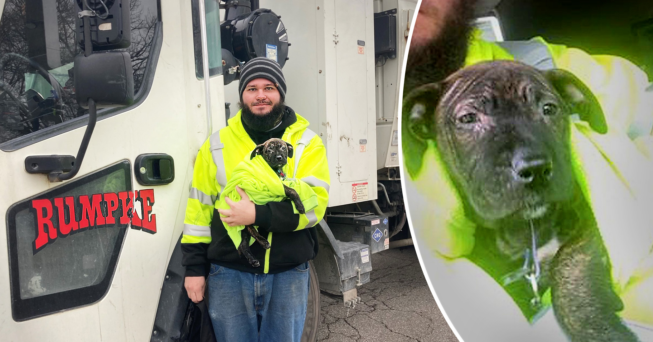 Garbage Truck Driver Spots Discarded Bag With Abandoned Puppy Inside