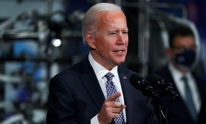 President Joe Biden speaks in Kalamazoo, Mich., on Feb. 19, 2021. (Tom Brenner/Reuters)