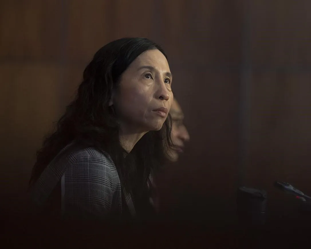 Chief Public Health Officer Theresa Tam looks at a screen showing data during a technical briefing on the COVID pandemic in Canada on January 15, 2021 in Ottawa. (Adrian Wyld/The Canadian Press)