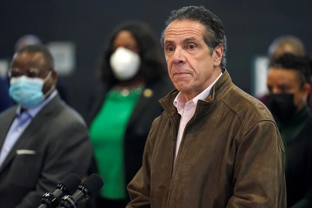 New York Gov.Andrew Cuomo speaks during a news conference at a vaccination site in the Brooklyn, N.Y., on Feb. 22, 2021. (Seth Wenig/Pool via Reuters)
