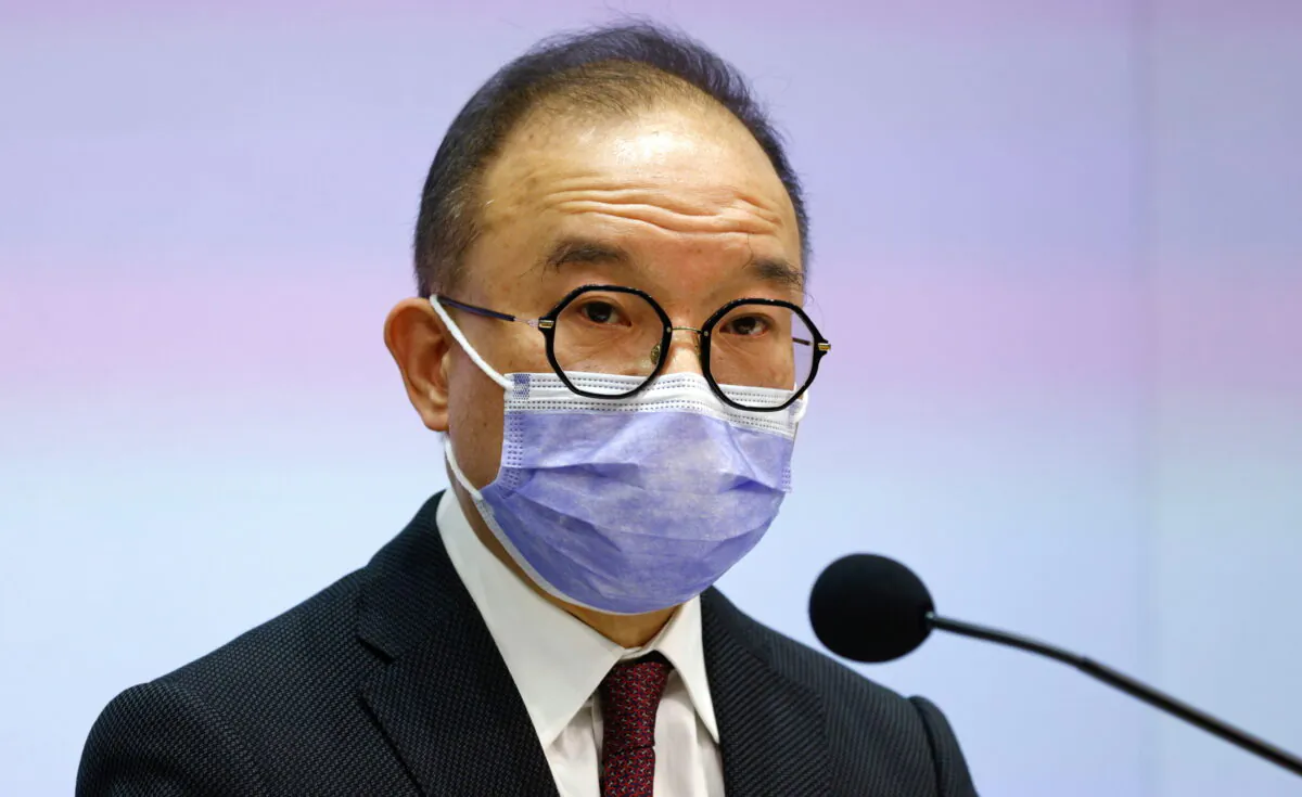 Erick Tsang Kwok-wai, Secretary for Constitutional and Mainland Affairs, speaks during a news conference to announce changes to election and oath taking rules, in Hong Kong, on Feb. 23, 2021. (Tyrone Siu/Reuters)
