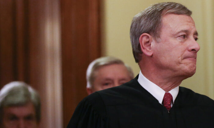 Supreme Court Chief Justice John Roberts on Capitol Hill in Washington on Feb. 5, 2020. (Mario Tama/Getty Images)