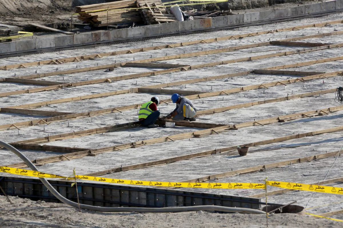 Workers on the construction site of a second reactor in Bushehr nuclear power plant, Iran, on Nov. 10, 2019. (Atta Kenare/AFP via Getty Images)