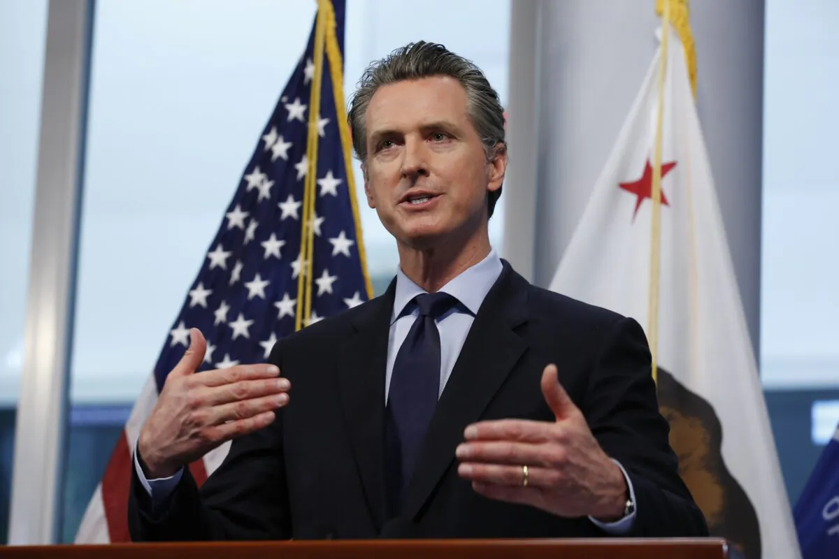 California Gov. Gavin Newsom gives a briefing at the Governor's Office of Emergency Services in Rancho Cordova, Calif., on April 9, 2020. (Rich Pedroncelli/AP Photo)