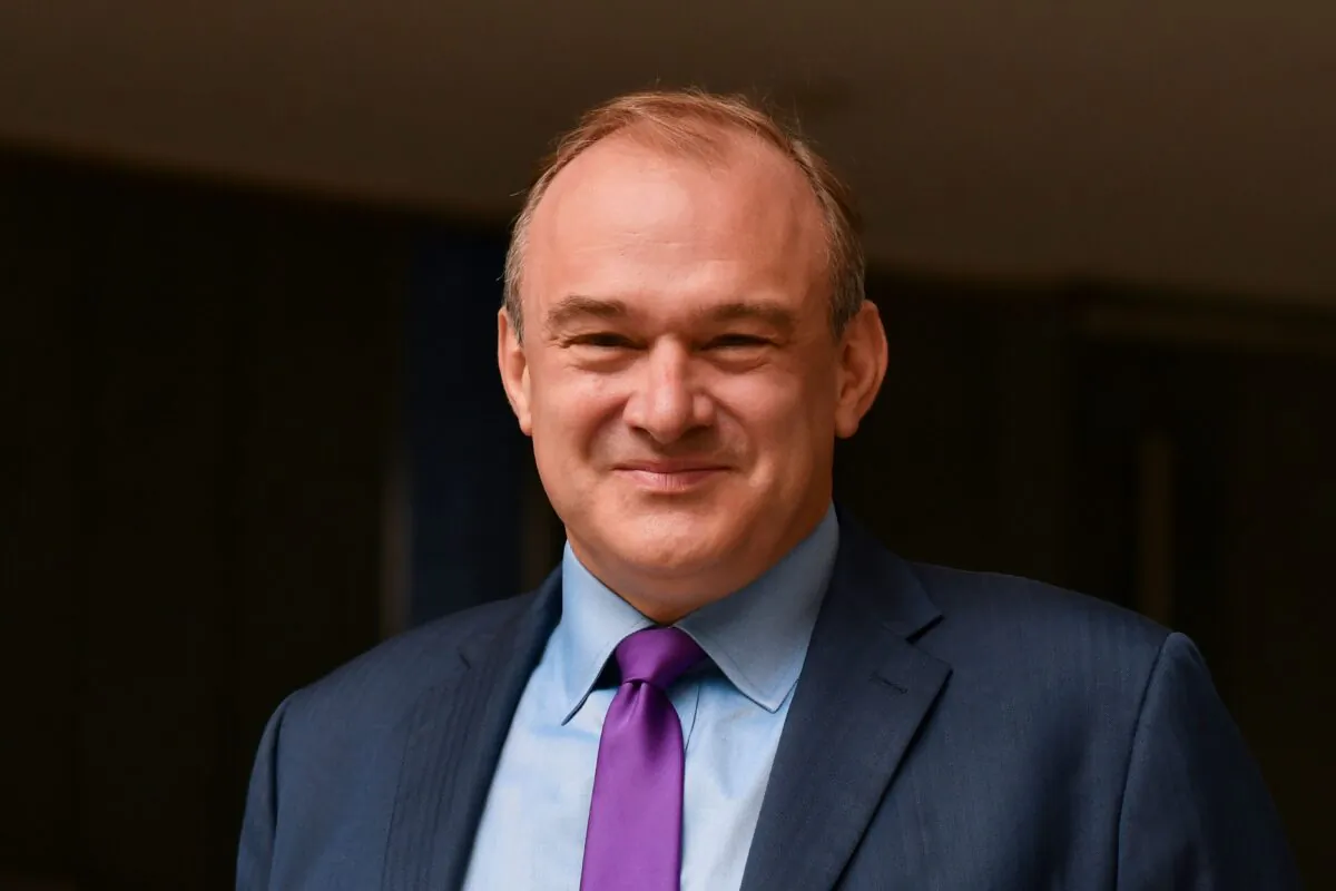 Ed Davey, leader of the Liberal Democrats, poses before members of the media in London on Aug. 27, 2020. (Justin Tallis/AFP via Getty Images)