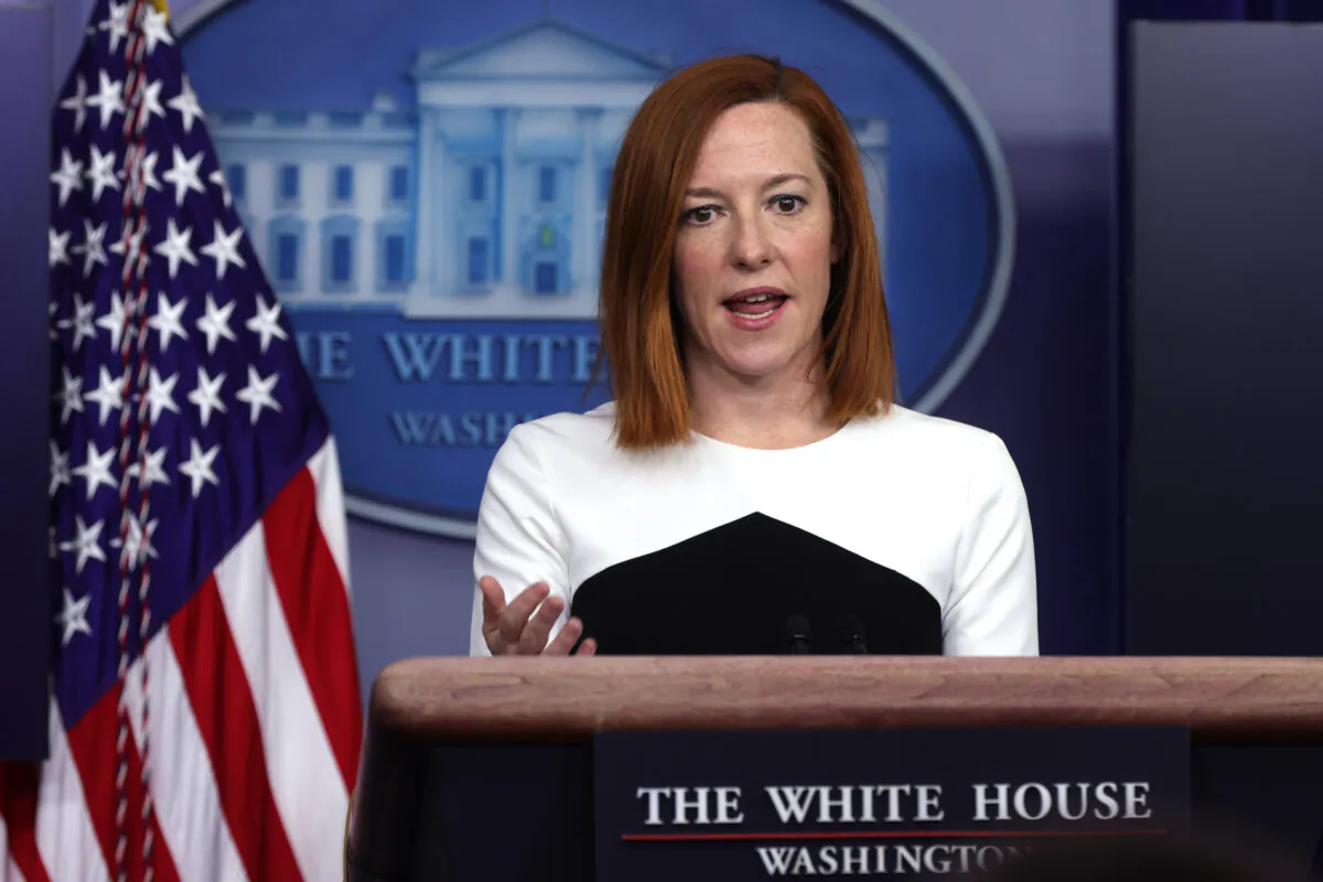 White House press secretary Jen Psaki speaks during a news briefing at the James Brady Press Briefing Room of the White House in Washington on Feb. 23, 2021. (Alex Wong/Getty Images)