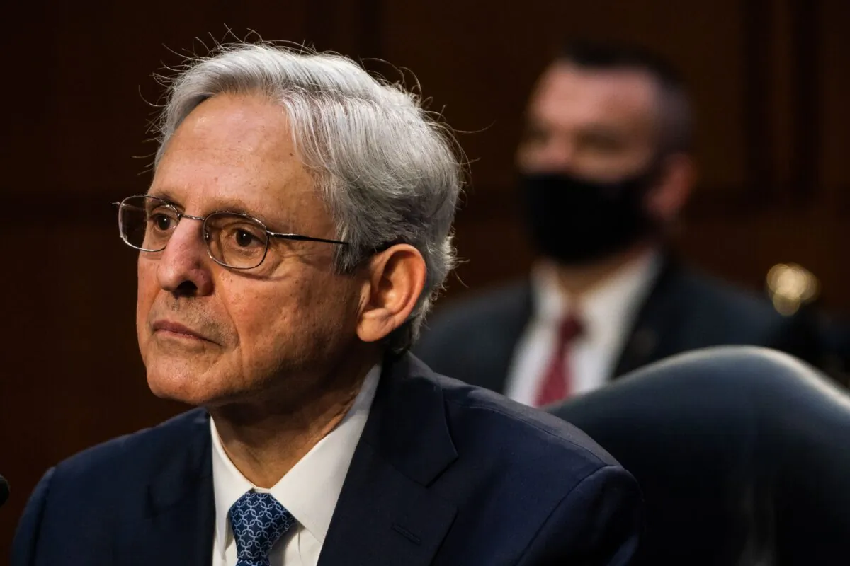Judge Merrick Garland testifies before a Senate Judiciary Committee hearing on his nomination to be attorney general, on Capitol Hill in Washington on Feb. 22, 2021. (Demetrius Freeman/Pool/AFP via Getty Images)