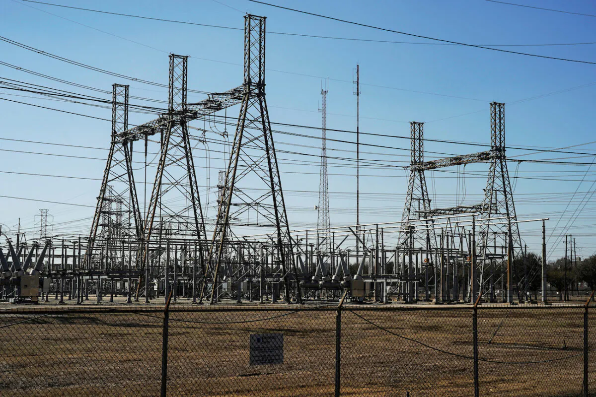 An electrical substation after winter weather caused electricity blackouts in Houston, Texas, on Feb. 20, 2021.  (Go Nakamura/Reuters)