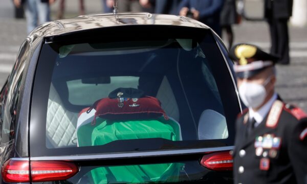 The casket of Italian Carabinieri police officer Vittorio Iacovacci