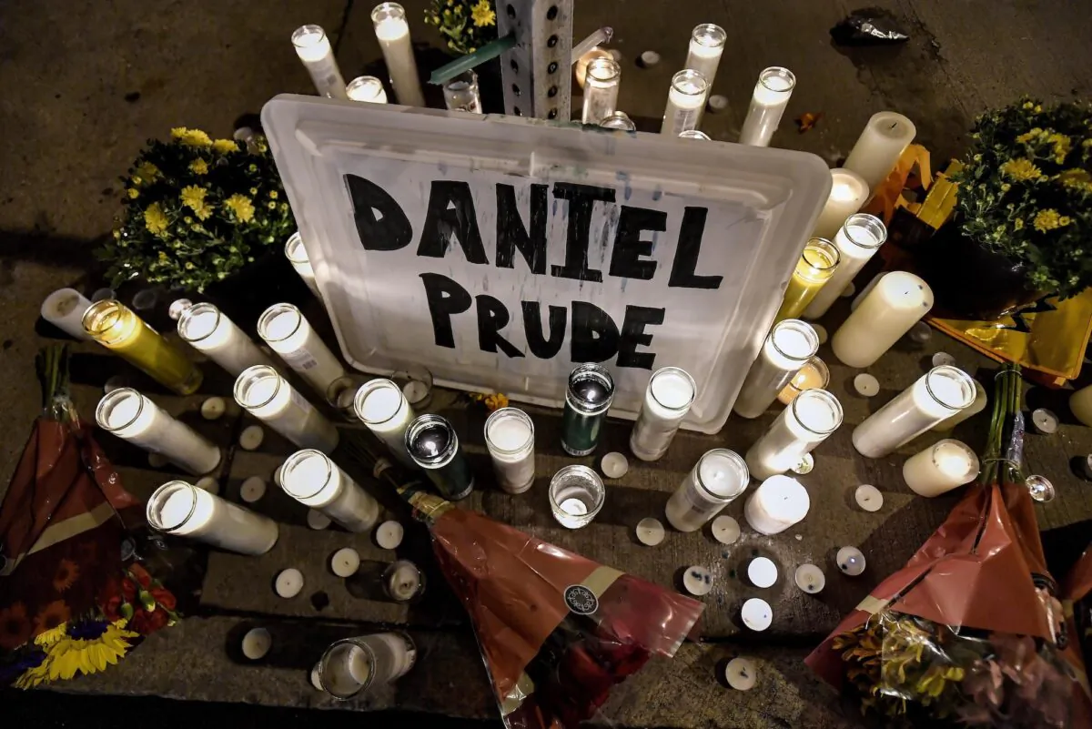A makeshift memorial near the site where Daniel Prude was restrained by police officers is seen in Rochester, N.Y., on Sept. 2, 2020. (Adrian Kraus, File/AP Photo)