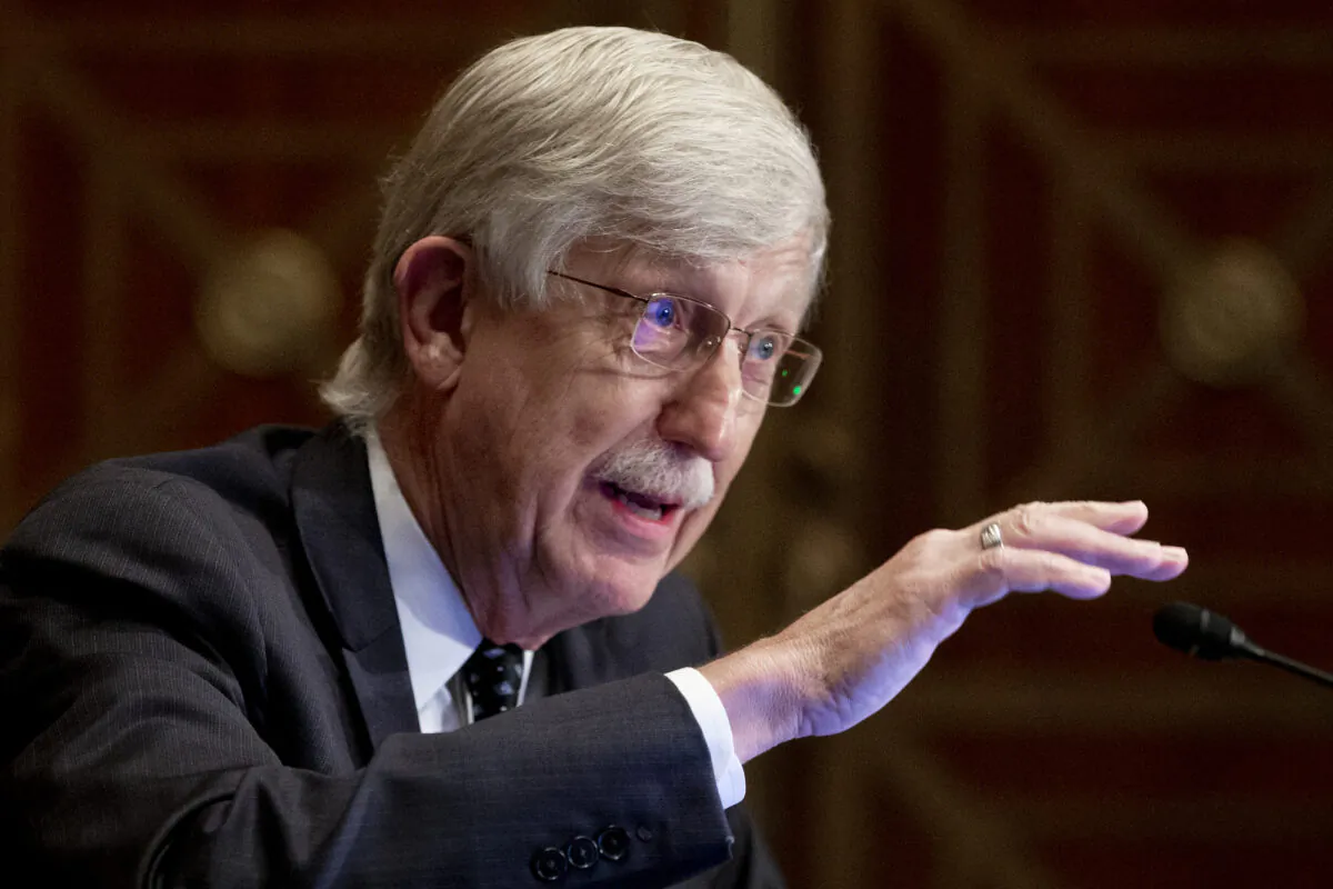 Dr. Francis Collins, director of the National Institutes of Health, appears before a Senate hearing to discuss vaccines in Washington on Sept. 9, 2020. (Michael Reynolds/Pool/Getty Images)