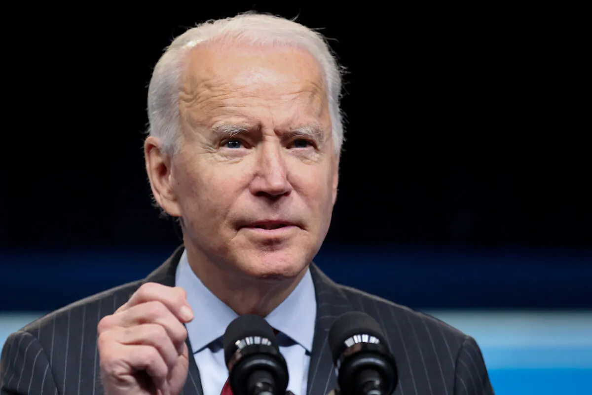 President Joe Biden issues brief remarks at the White House in Washington on Feb. 22, 2021. (Jonathan Ernst/Reuters)