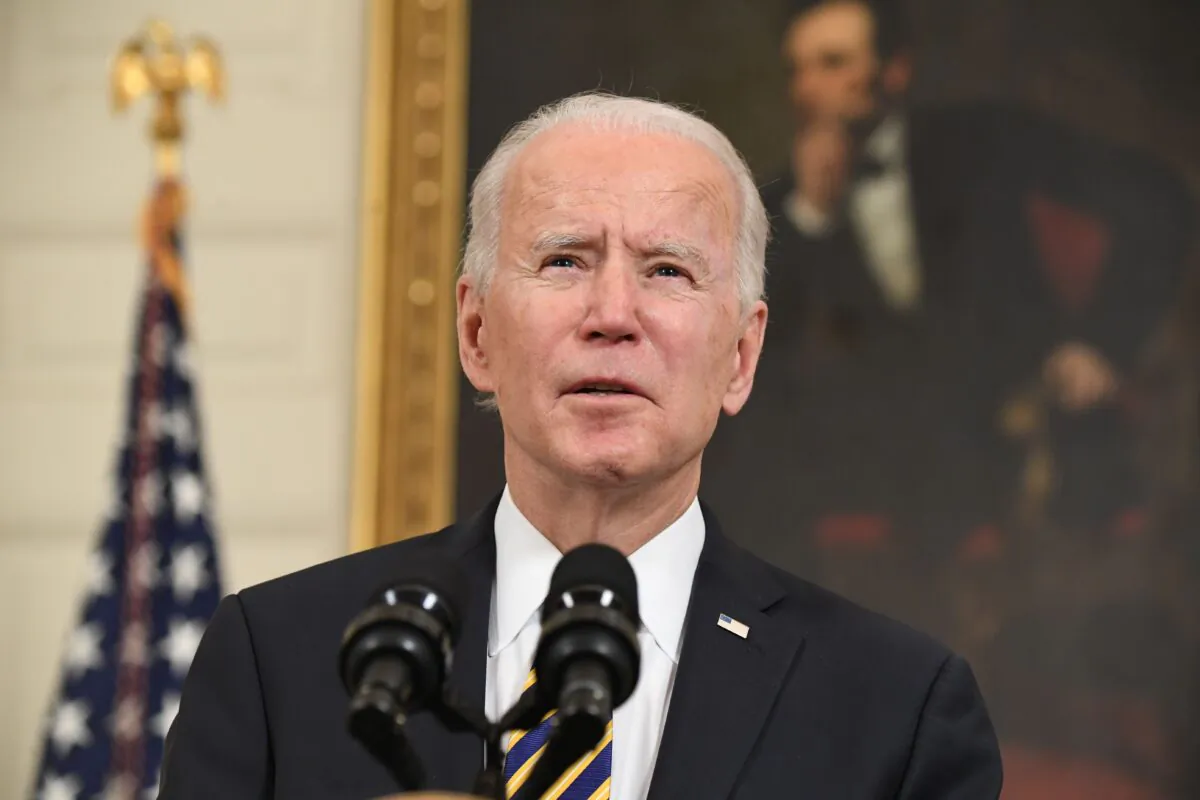 President Joe Biden speaks at the White House in Washington on Feb. 24, 2021. (Saul Loeb/AFP via Getty Images)