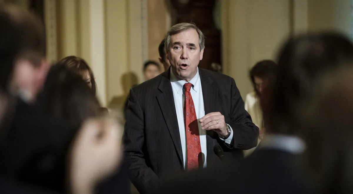 Sen. Jeff Merkley (D-Ore.) speaks to the media in Washington, on April 30, 2019. (Pete Marovich/Getty Images)