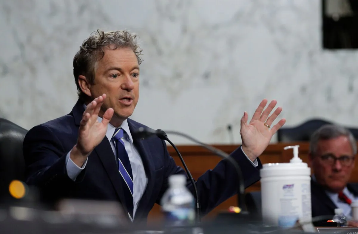 Sen. Rand Paul (R-Ky.) speaks during a Senate Health, Education, Labor, and Pensions Committee nomination hearing on Capitol Hill in Washington, on Feb. 25, 2021. (Tom Brenner/Pool/AFP via Getty Images)