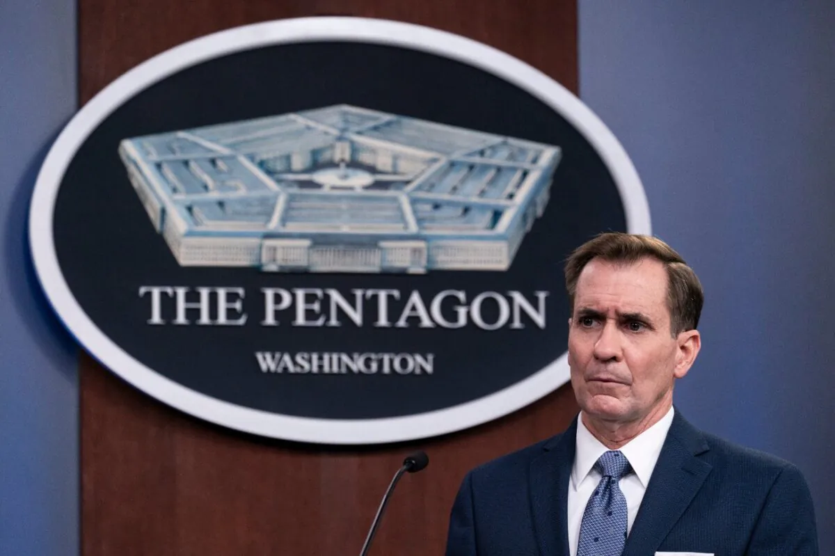 Pentagon spokesman John Kirby speaks during a media briefing at the Pentagon, in Washington, on Feb. 17, 2021. (Alex Brandon/File/AP Photo)