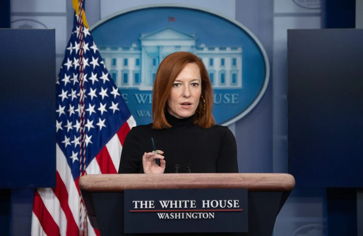 White House press secretary Jen Psaki holds the daily press briefing in the Brady Press Briefing Room of the White House in Washington on Feb. 3, 2021. (Saul Loeb/AFP via Getty Images)