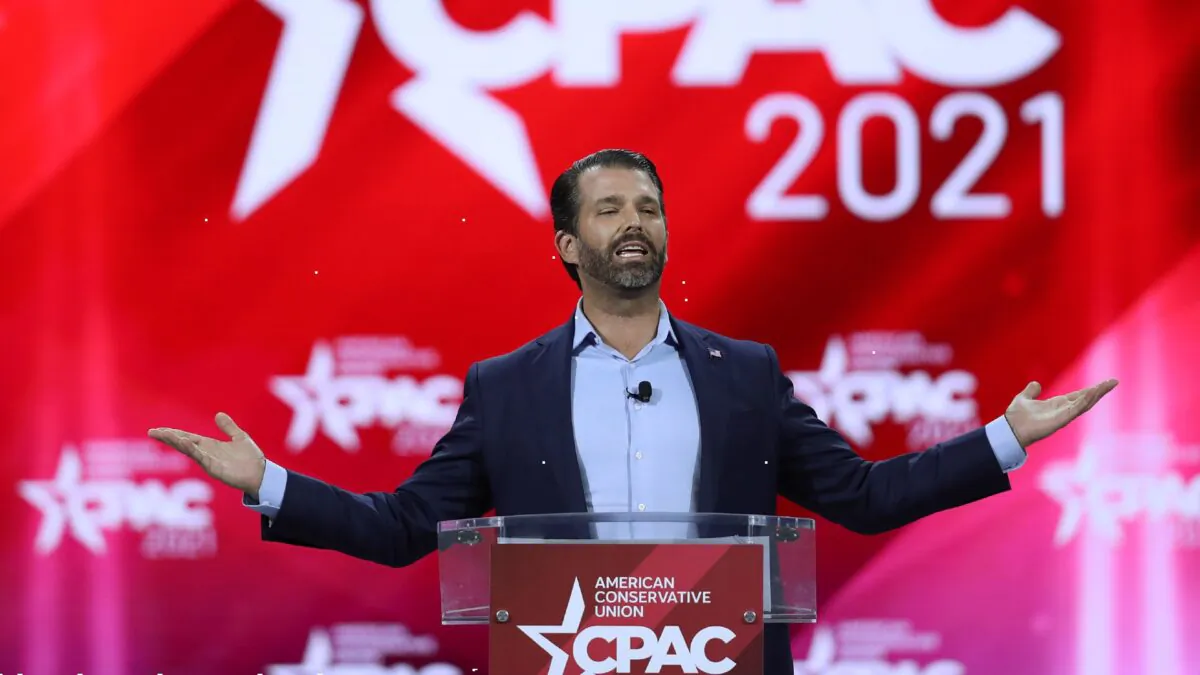 Donald Trump, Jr. addresses the Conservative Political Action Conference being held in the Hyatt Regency in Orlando, Fla., on Feb. 26, 2021. (Joe Raedle/Getty Images)
