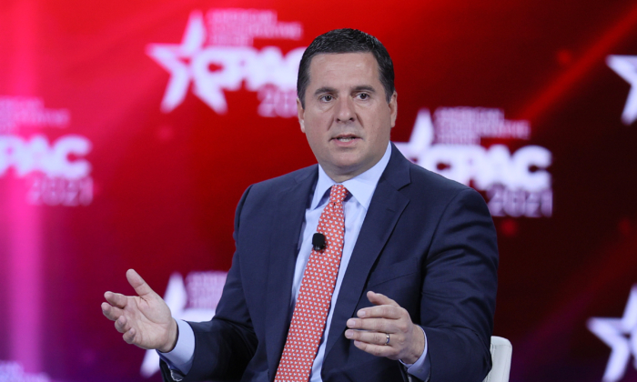 Rep. Devin Nunes (R-Calif.) addresses the Conservative Political Action Conference held in the Hyatt Regency in Orlando, Florida, on Feb. 27, 2021. (Joe Raedle/Getty Images)