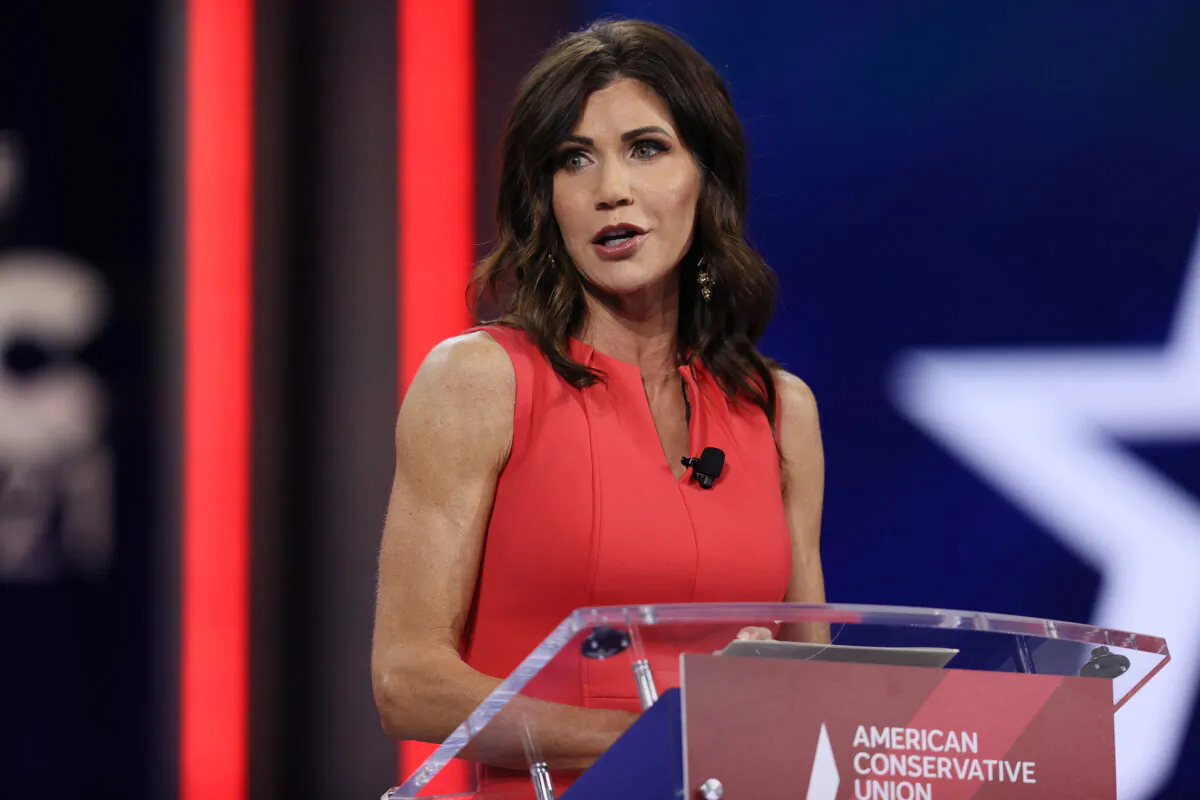 South Dakota Gov. Kristi Noem addresses the Conservative Political Action Conference held in the Hyatt Regency in Orlando, Fla., on Feb. 27, 2021. (Joe Raedle/Getty Images)