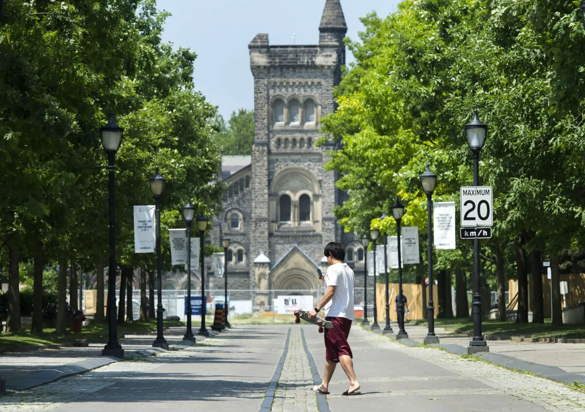 The University of Toronto campus on June 10, 2020. The plunge in numbers of foreign students due to the pandemic could pose a challenge for many Canadian universities. (The Canadian Press/Nathan Denette)