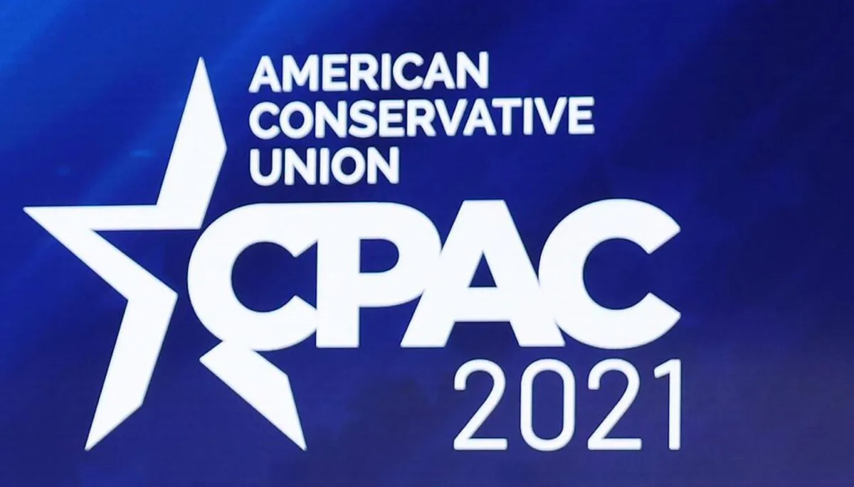 The Conservative Political Action Conference logo at the Hyatt Regency in Orlando, Fla., on Feb. 26, 2021. (Joe Raedle/Getty Images)