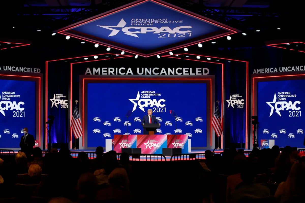Former U.S. President Donald Trump speaks at the Conservative Political Action Conference in Orlando, Fla., on Feb. 28, 2021. (REUTERS/Joe Skipper)