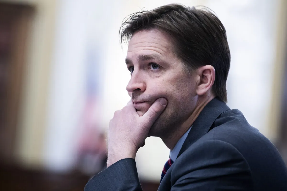 Sen. Ben Sasse (R-Neb.) listens during a hearing on Capitol Hill in Washington on Feb. 24, 2021. (Tom Williams/Pool/Getty Images)