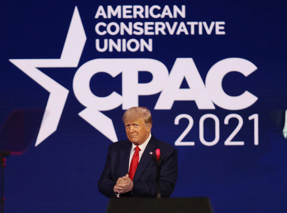 Former President Donald Trump addresses the Conservative Political Action Conference held in the Hyatt Regency  in Orlando, Fla., on Feb. 28, 2021. (Joe Raedle/Getty Images)
