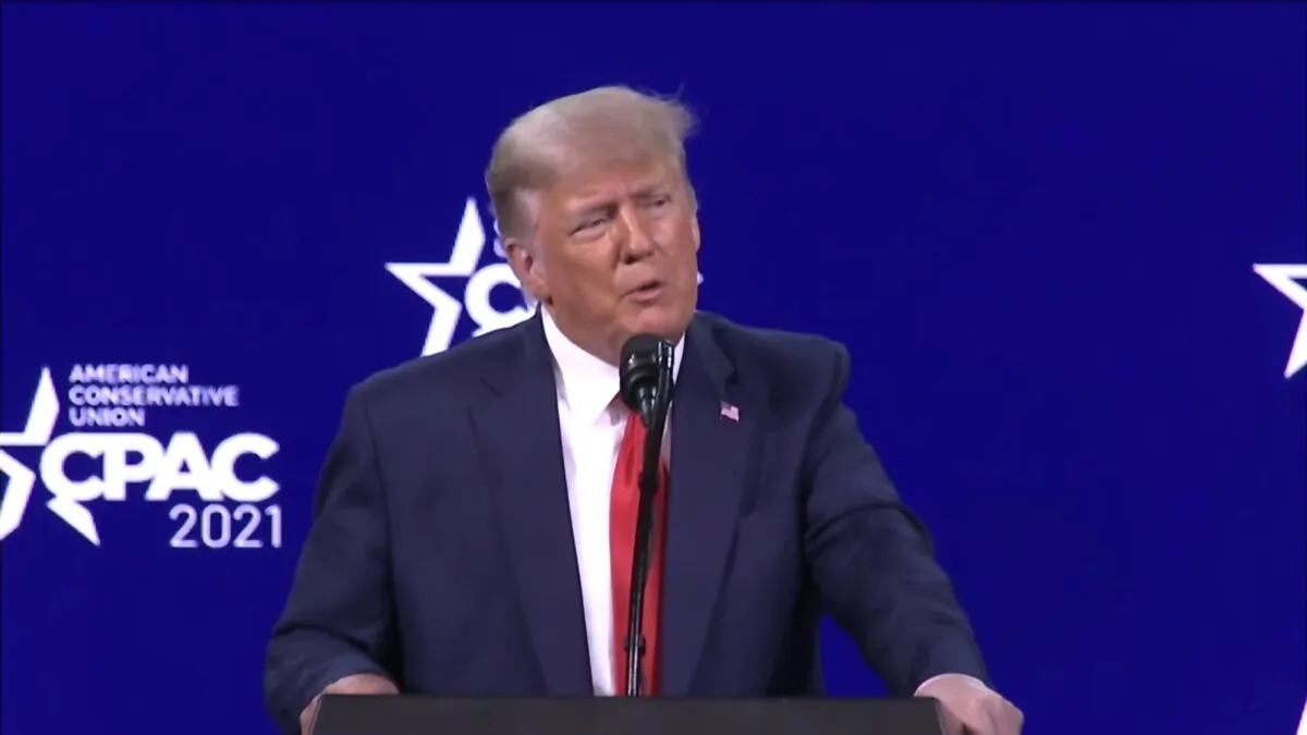 Former President Donald Trump speaks at the Conservative Political Action Conference (CPAC) in Orlando, Fla., on Feb. 28, 2021. (Screenshot/CPAC via NTD)