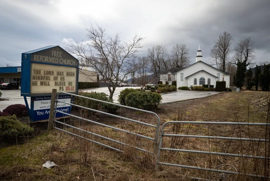 Free Reformed Church is seen as people attend Sunday Service, in Abbotsford, B.C., on February 21, 2021. B.C. (Darryl Dyck/The Canadian Press)