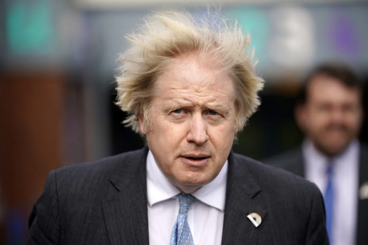 UK Prime Minister Boris Johnson during a visit to St Mary’s CE Primary School in Stoke-on-Trent, England, on March 1, 2021. (Christopher Furlong - WPA Pool/Getty Images)